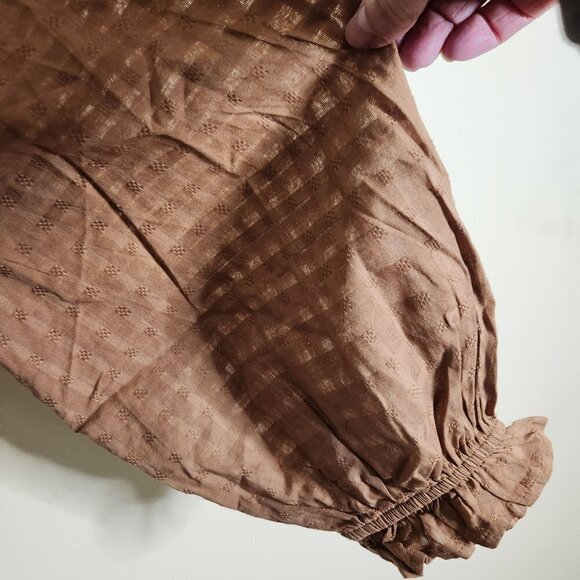 American Eagle NWOT Ruched Cotton Peasant Balloon Sleeve Cropped Top Size XL - Picture 4 of 7